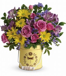Teleflora's Blooming Pail Bouquet from Backstage Florist in Richardson, Texas